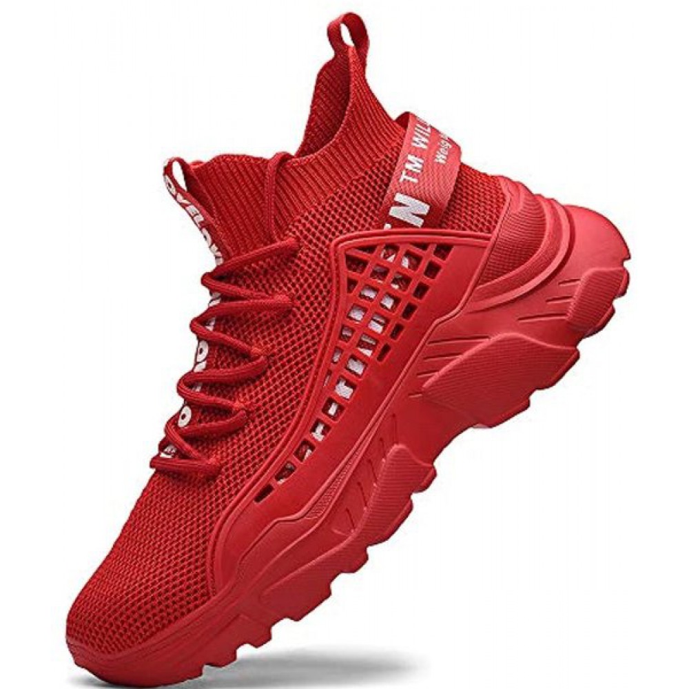 Men's Athletic Running Walking Shoes Non Slip Fashion Sneakers Red