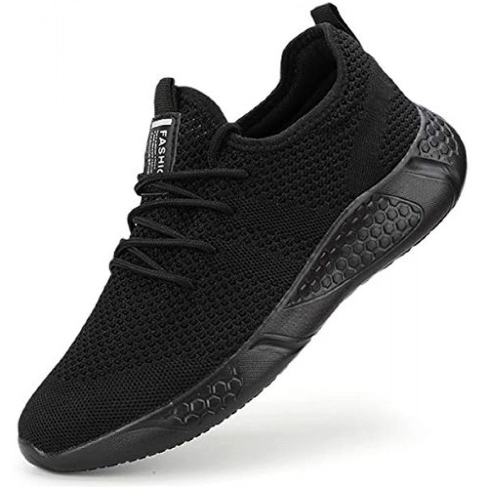 Men's Sport Gym Running Walking Shoes Casual Lace Up Lightweight Black