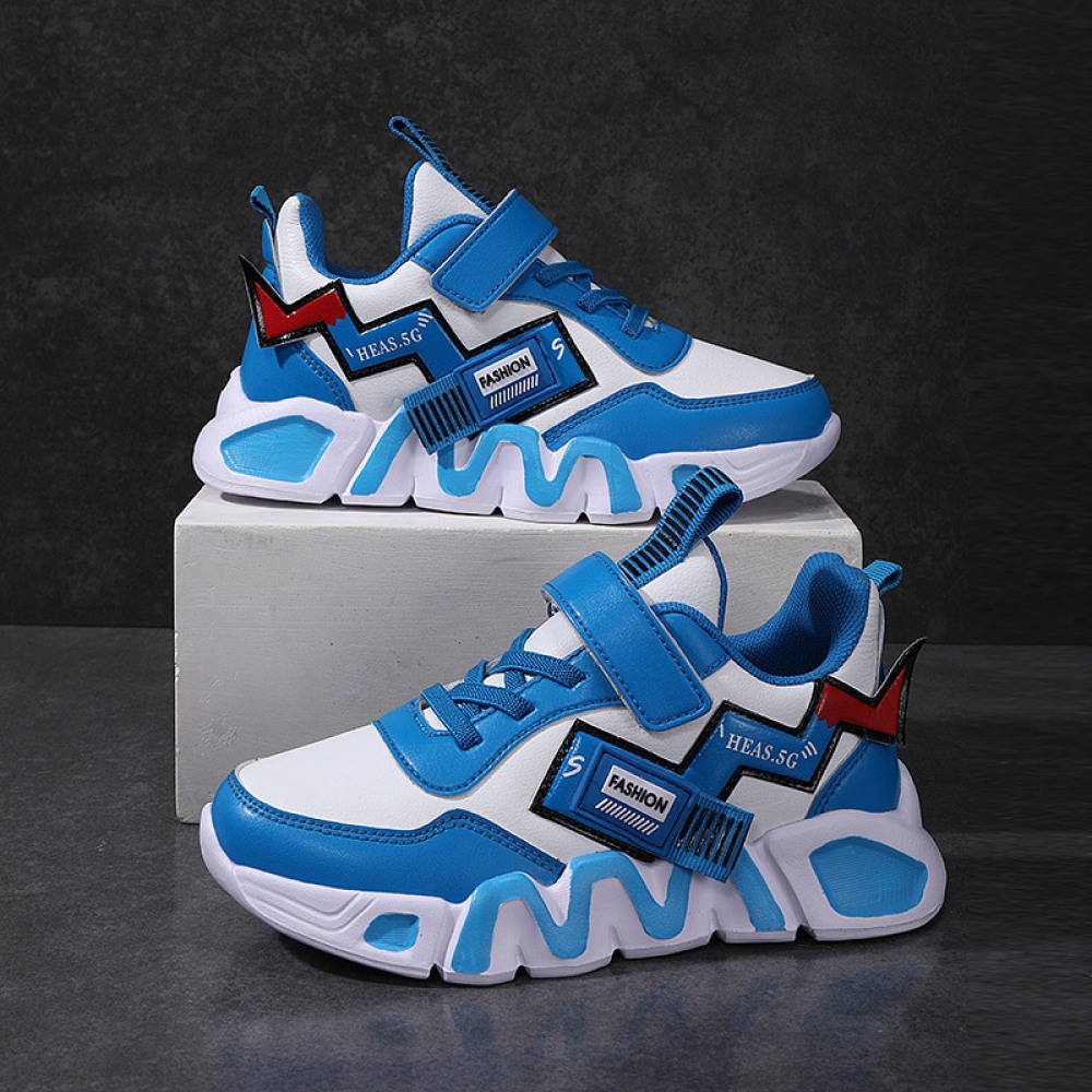 Children's Autumn and Winter Waterproof Leather Sneakers